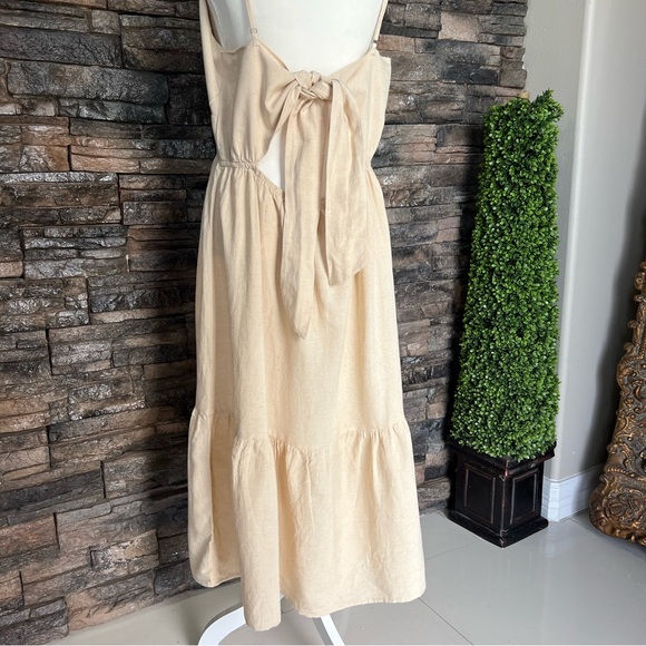 Tan Tiered Midi Sundress with Spaghetti Straps - Picture 3 of 7